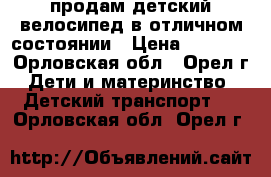 продам детский велосипед в отличном состоянии › Цена ­ 4 000 - Орловская обл., Орел г. Дети и материнство » Детский транспорт   . Орловская обл.,Орел г.